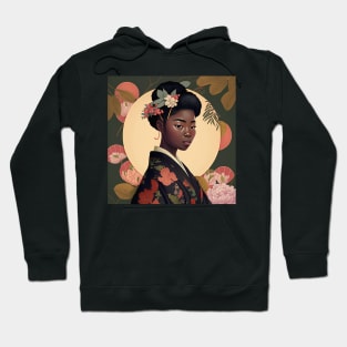 Black Asian Blasian Kimono Girl Afro Asian culture Hoodie